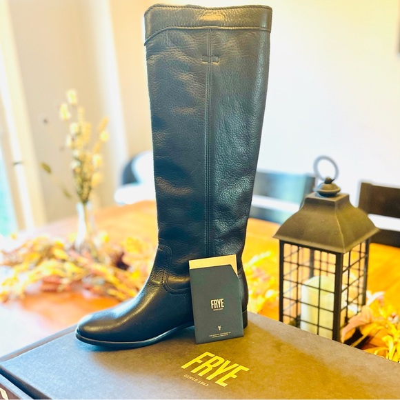 Frye NIB Cara Roper Tall Black Leather Riding Boot Size 6 With Box - Picture 2 of 16